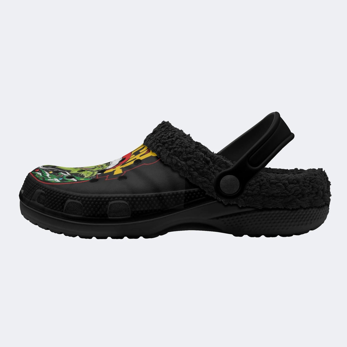 Gothmas Grinch Print - Fur Lined Slippers/Sandals