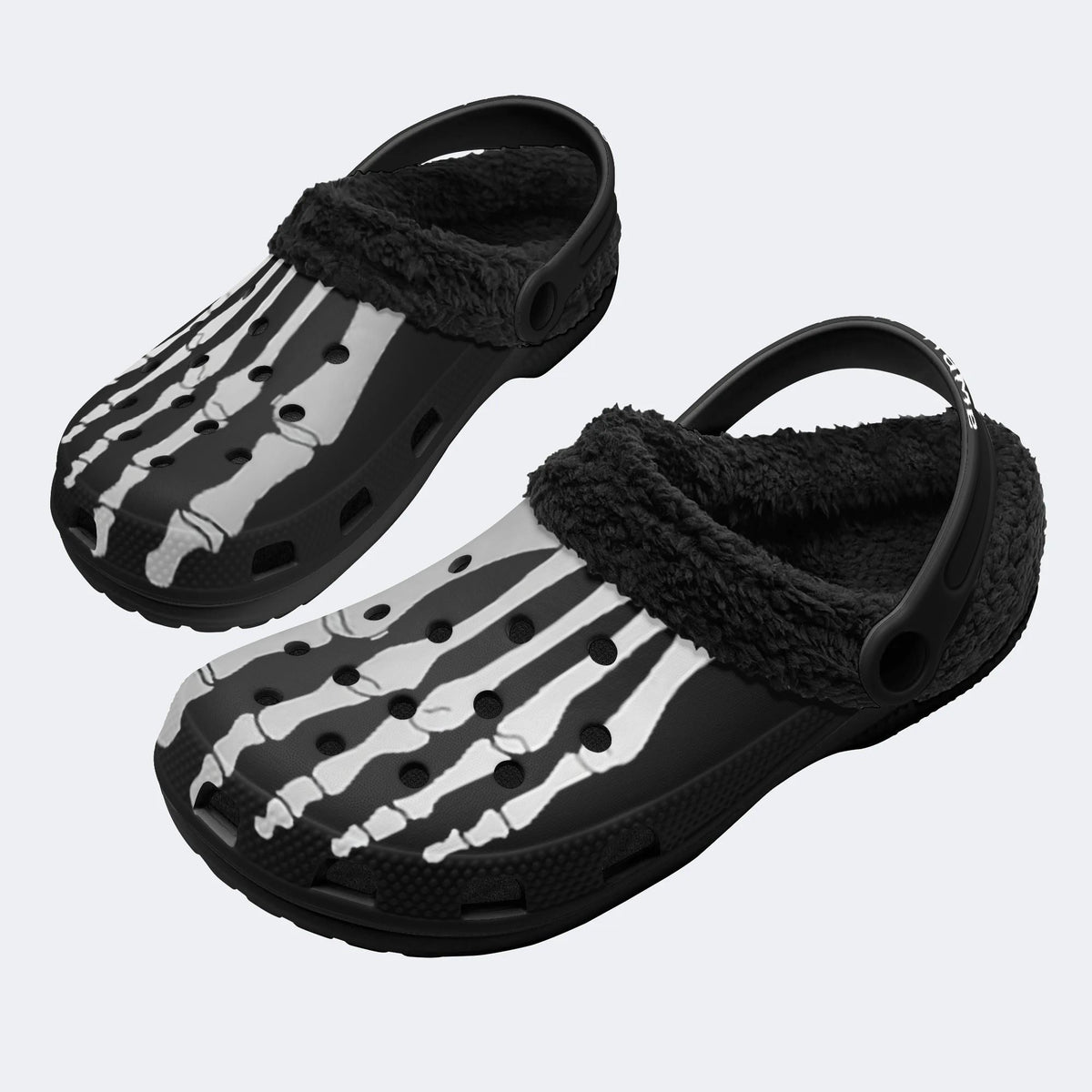 Personalized Skeleton Toes Skull Name - Fur Lined Slippers