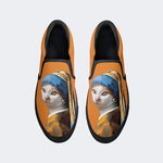 Cat with Pear Print - Slip On Shoes