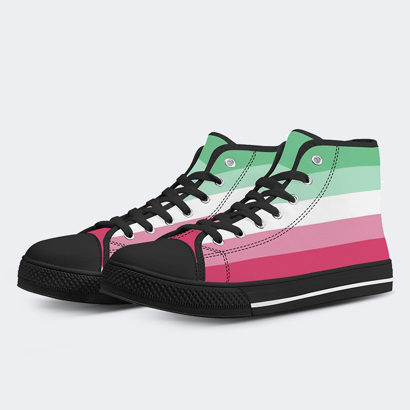 Abrosexual Pride Flag High Top Canvas Shoes