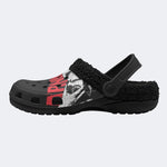 Grunge Red Skull - Fur Lined Slippers/Sandals