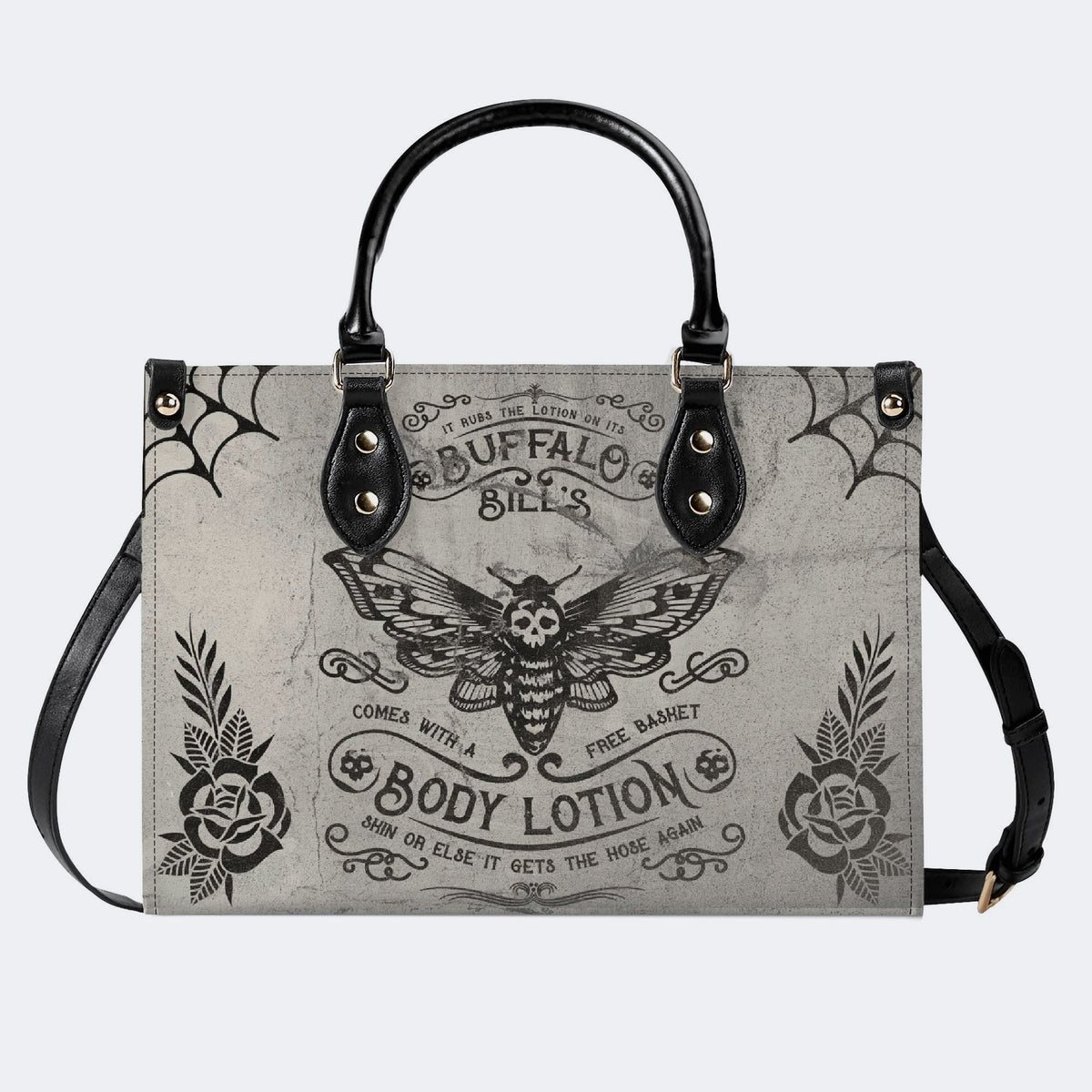 Vintage Death Moth Print - Leather Handbag
