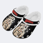 Horror Braindead Retro Print - Fur Lined Slippers/Sandals