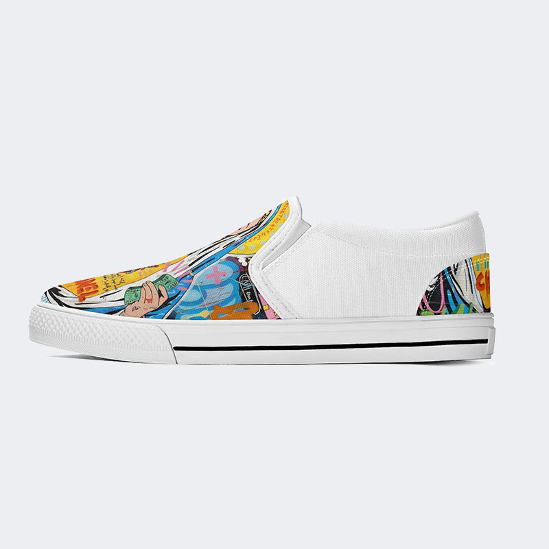 Unisex Christ Mary Graffiti Art Print - Slip On Shoes