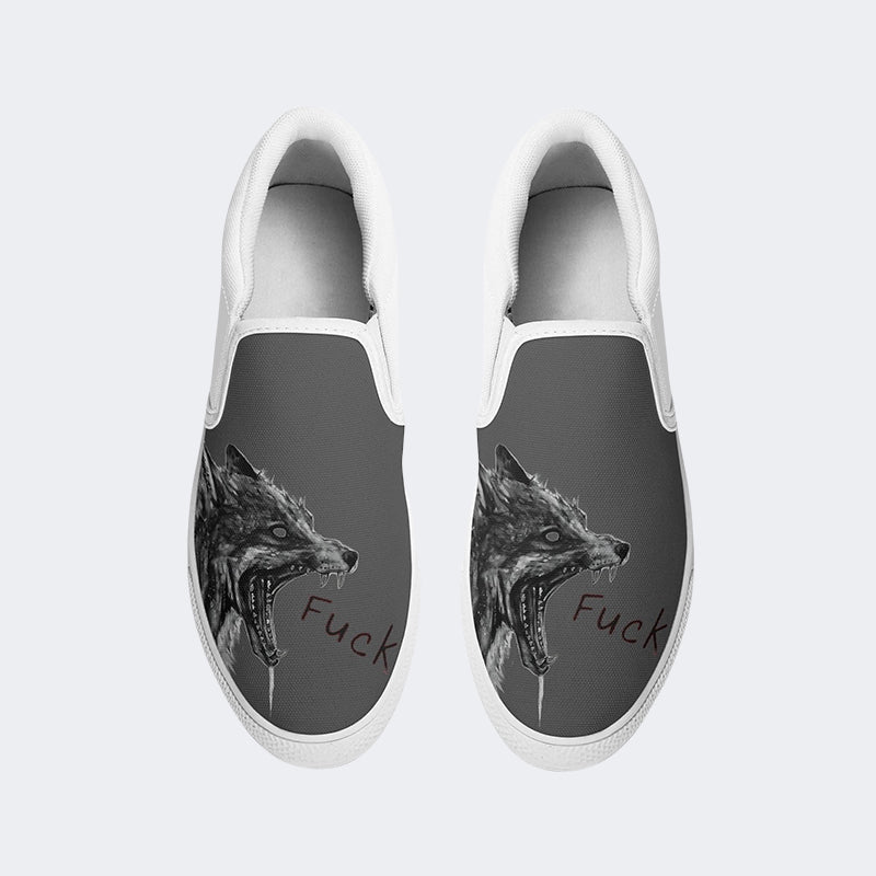 Dog Yells Fack Print - Slip On Shoes