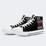 Unisex Eat Sleep Tattoo Repeat Print - High Top Canvas