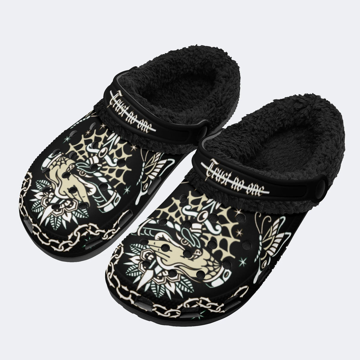 Classic Trust No One Snake Print - Fur Lined Slippers/Sandals