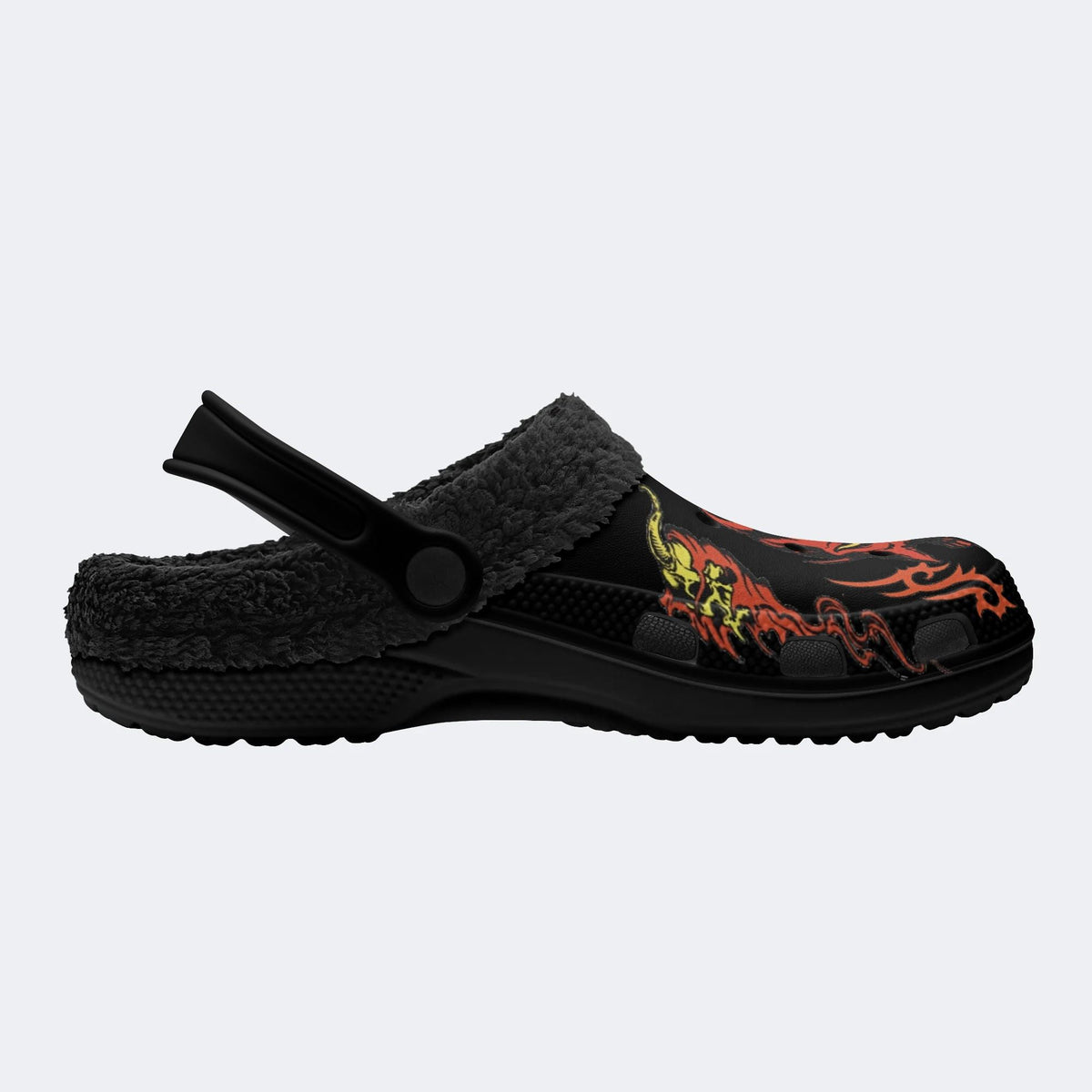 Horror Devil Print - Fur Lined Slippers/Sandals