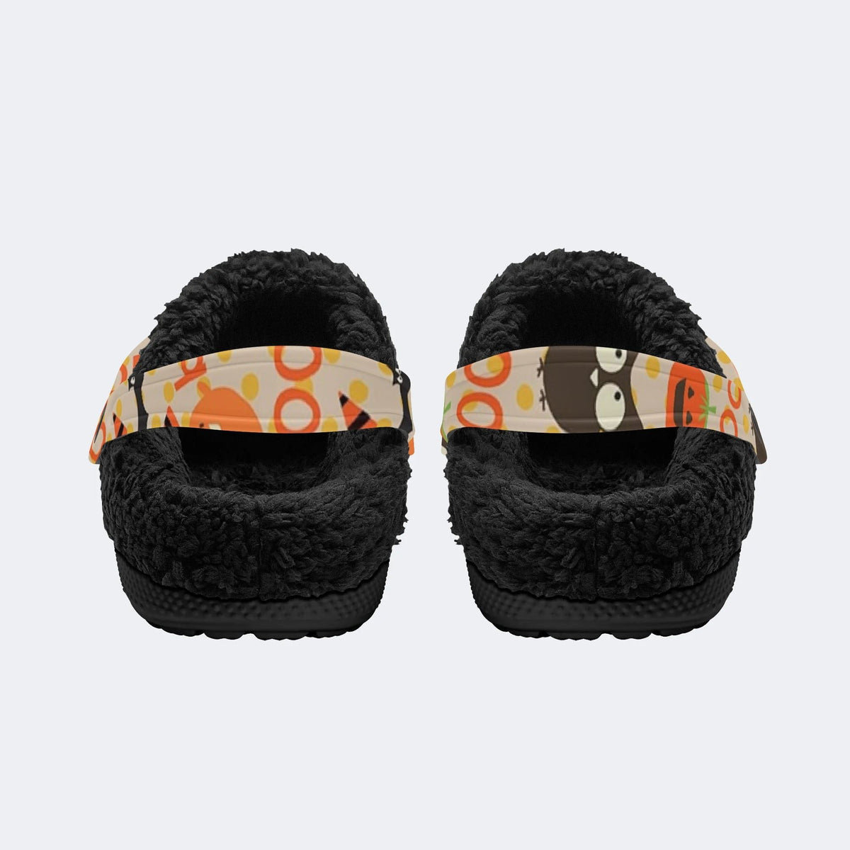 Halloween Bat Pumpkin Pattern - Fur Lined Slippers/Sandals