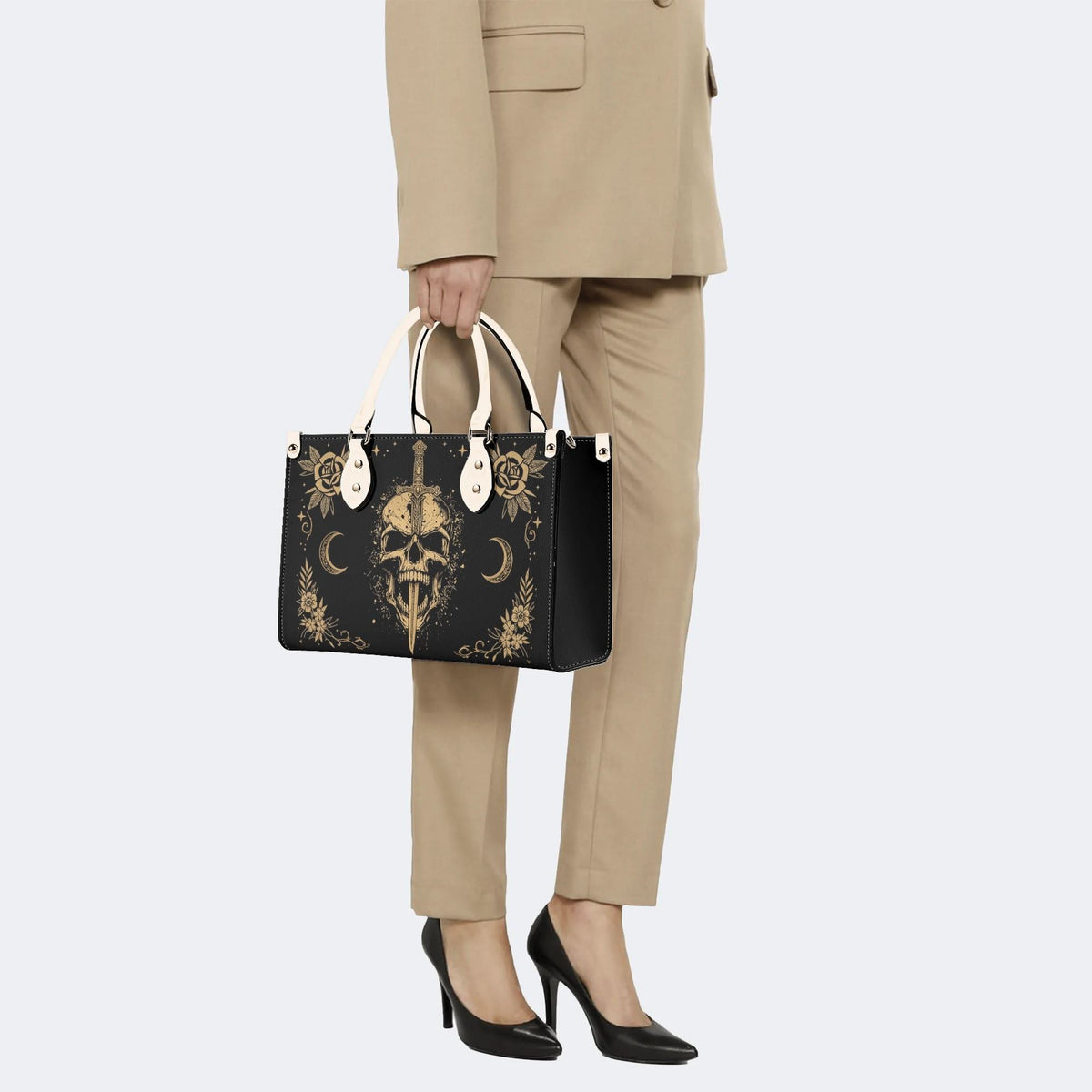 Skull Dagger Moon Rose Print Handbag Factory Direct Sales