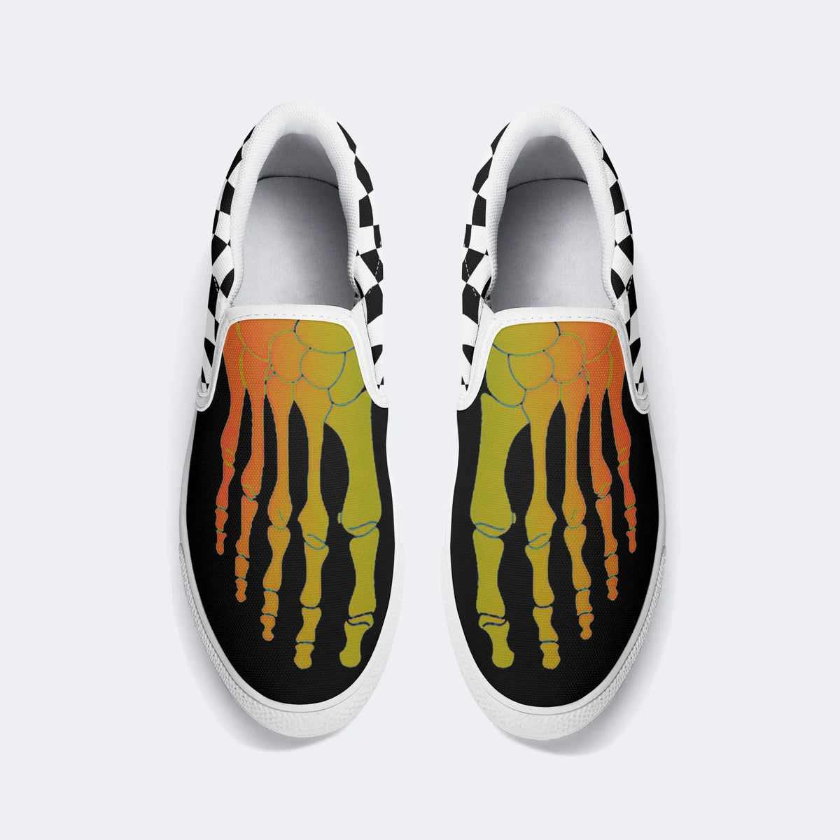 Yellow Gradient Skeleton Toes Skull - Slip On Shoes