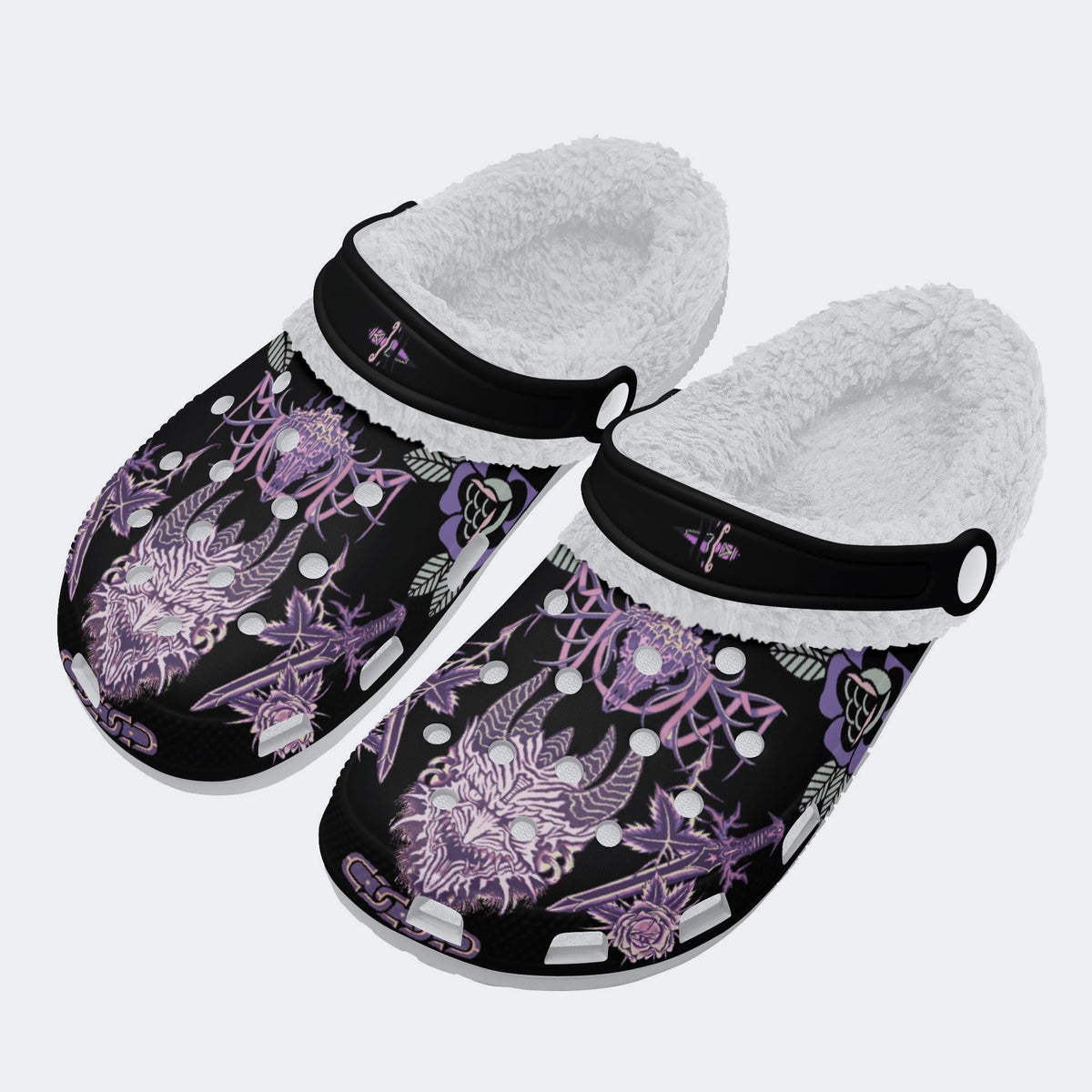 Unisex Devil Art Print - Fur Lined Slippers/Sandals