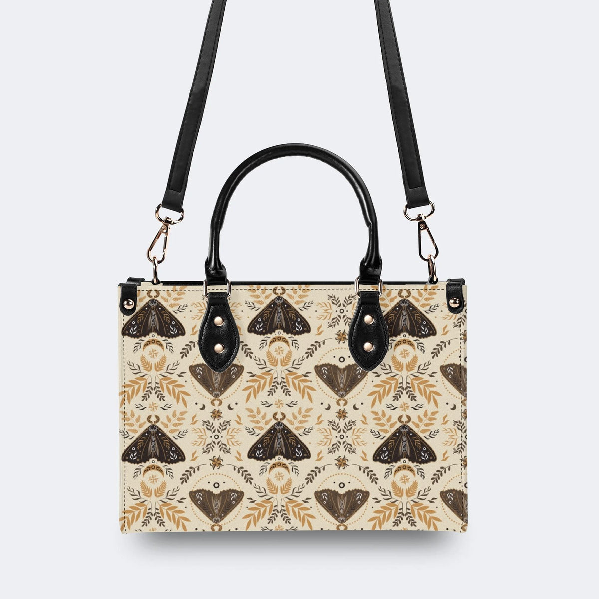 Moths Pattern Print - Leather Handbag