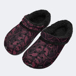 Moody Red Gothic Skulls - Fur Lined Slippers/Sandals