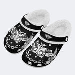 Death Moth Vintage Print- Fur Lined Slippers/Sandals