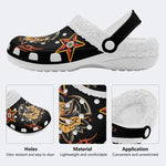 Grim Reaper Flowers Print - Removable Fur Lined Slippers/Sandals