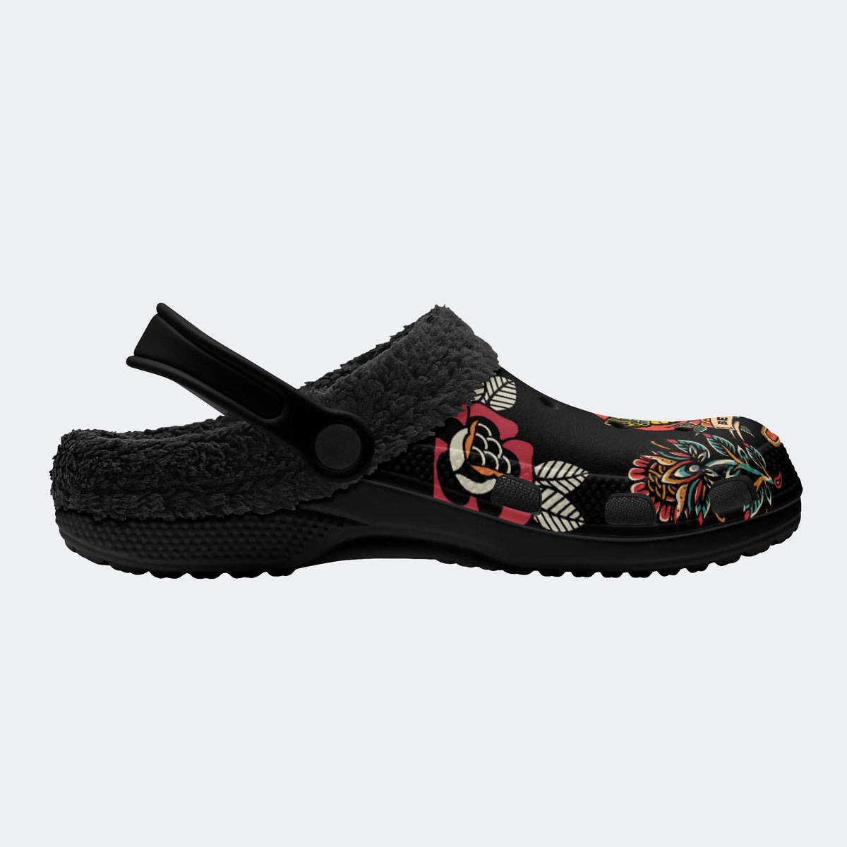 Be The Flame Death Moth Print - Fur Lined Slippers/Sandals