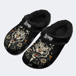 Personalized Name Sword And Tiger Print - Fur Lined Slippers/Sandals