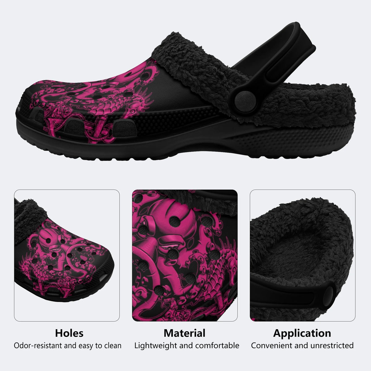 Kraken Anchor Tattoo - Fur Lined Slippers/Sandals