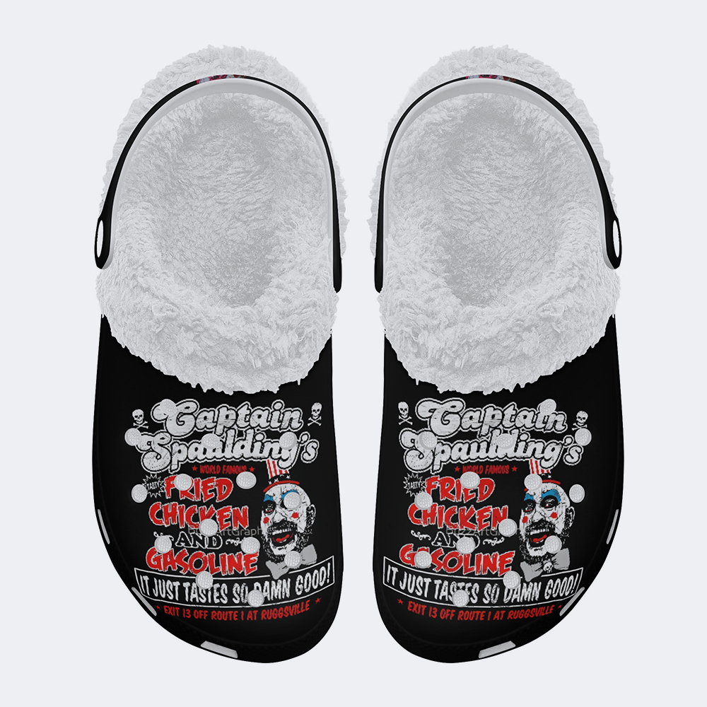 Horror Print - Fur Lined Slippers/Sandals