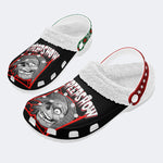 Horror Movie Graphic Print - Fur Lined Slippers/Sandals