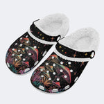 Colorful Starry Sky Mushroom Print - Fur Lined Slippers/Sandals