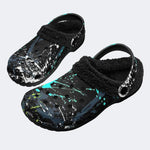 Punk Neon Paint Splash - Fur Lined Slippers/Sandals