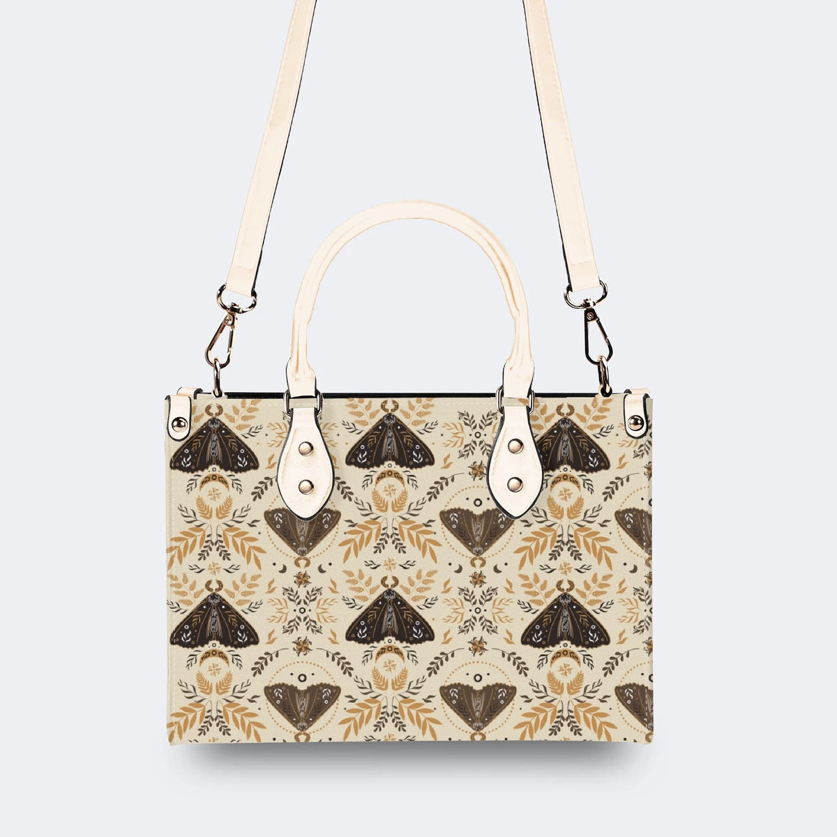 Moths Pattern Print - Leather Handbag
