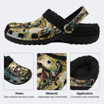 Halloween Pop Art Illustration Printed - Fur Lined Slippers/Sandals