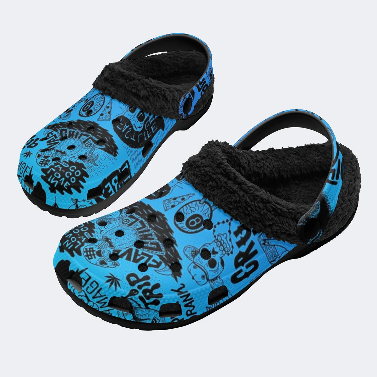 Blue Street Collage - Fur Lined Slippers/Sandals