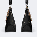 Retro Dark Moth Print - Leather Crossbody Bag