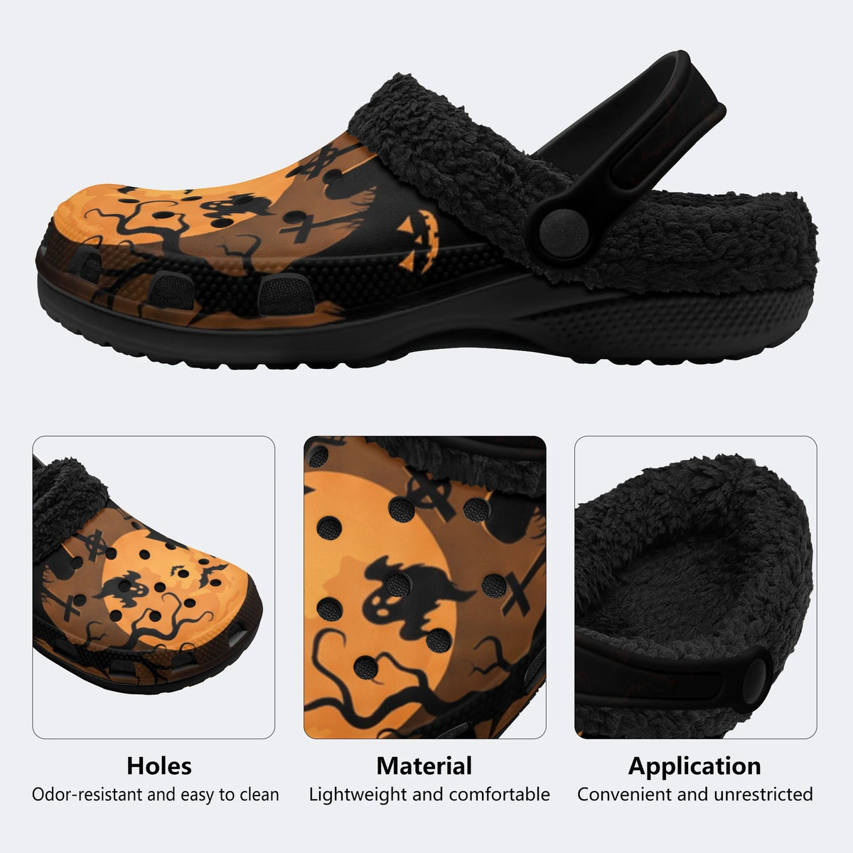 Gothic Spooky Halloween Moon - Fur Lined Slippers/Sandals