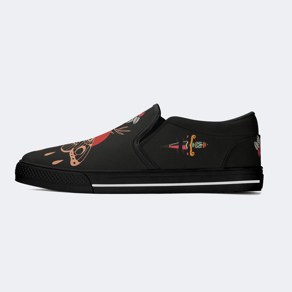 Vintage Death Moth Print - Slip On Shoes