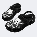 Gothic Horned Skull Chain - Fur Lined Slippers/Sandals