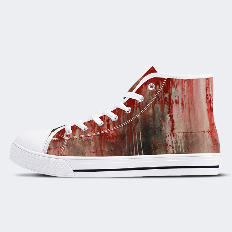 Weird Blood Dark Horror Gothic Halloween Vintage Art Print - Slip On Shoes - High Top Canvas