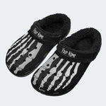 Personalized Skeleton Toes Skull Name - Fur Lined Slippers