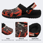 Gothic Hellhound Demon Eye Red Flame - Fur Lined Slippers/Sandals