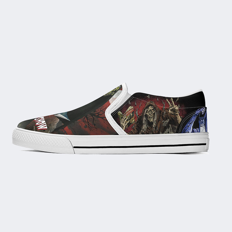 Horror Movie Vintage Graphic Print - Slip On Shoes