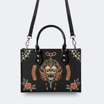 Death Moth&Skeleton Print - Leather Handbag