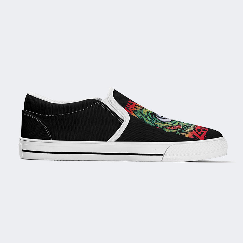 Unisex Retro Rock Print - Slip On Shoes