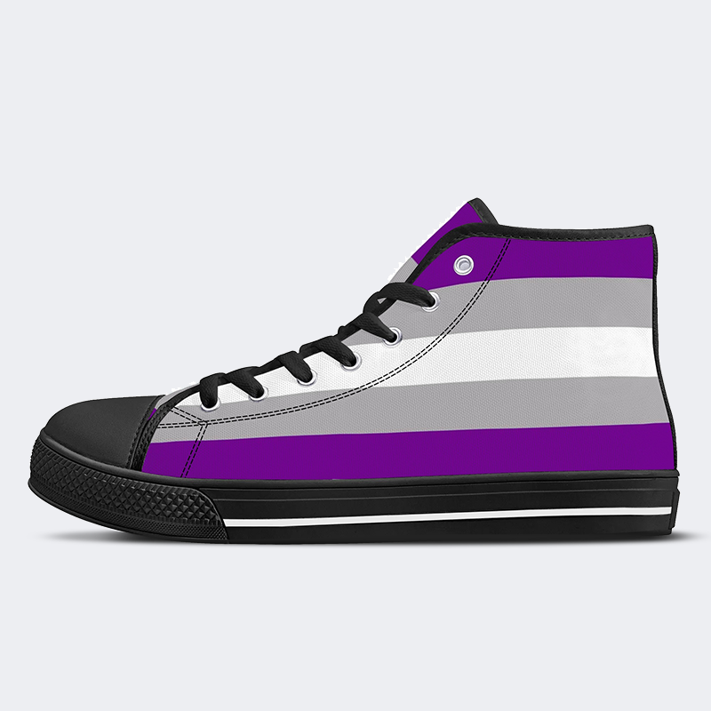 Grey Asexuality Flag High Top Canvas Shoes