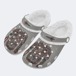 Metal Mecha Print - Fur Lined Slippers/Sandals