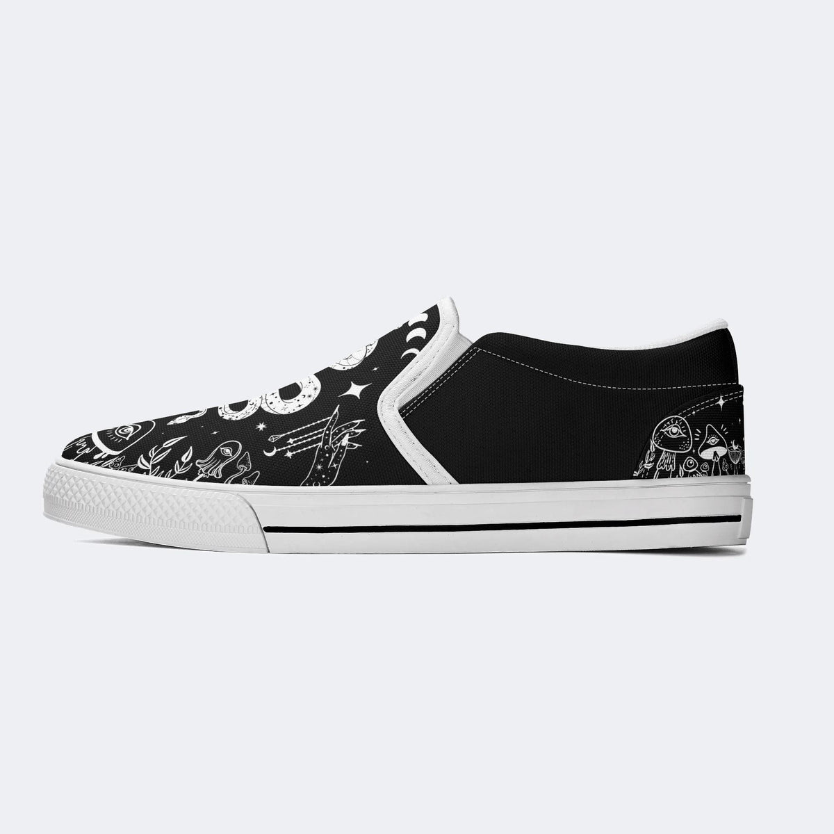 Classic Black And White Snake Print - Slip On Shoes
