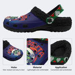 Horror Zombie Santa Claus Print - Fur Lined Slippers/Sandals