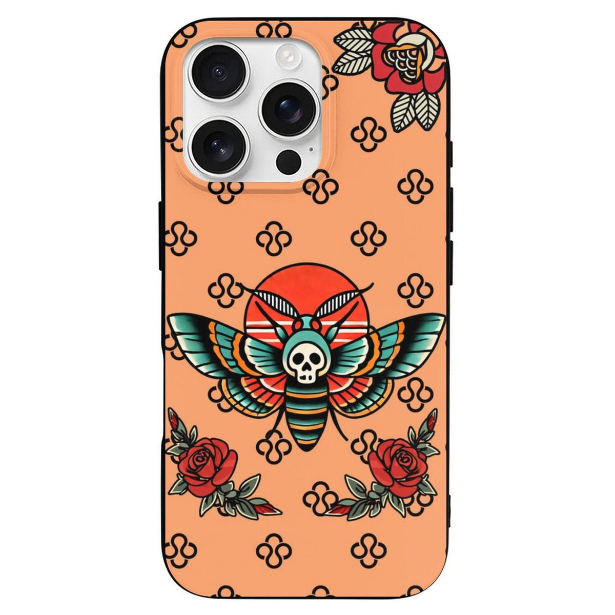 Vintage Rose Death Moth Print - Phone Case