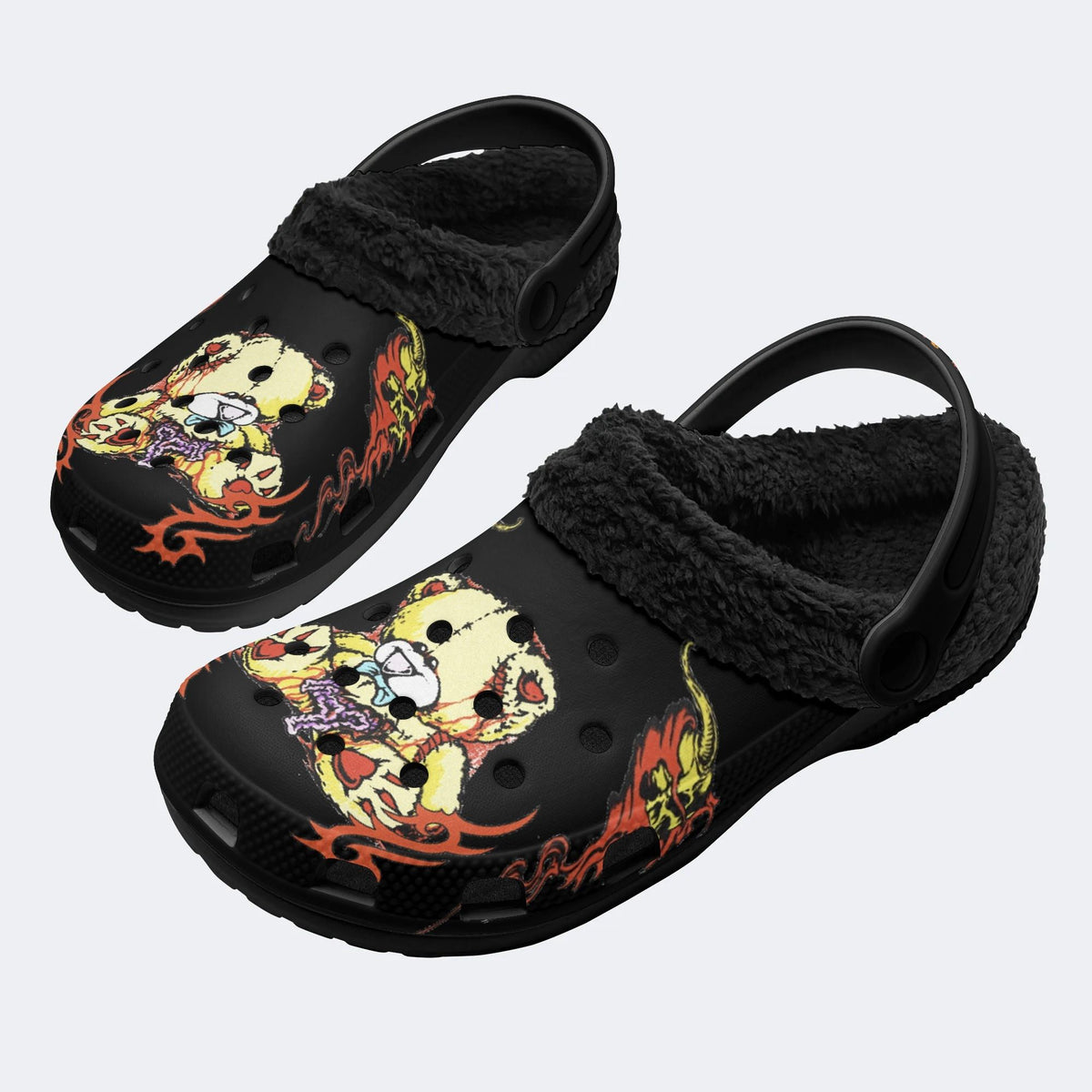 Lonely Bear Doll Print - Fur Lined Slippers/Sandals