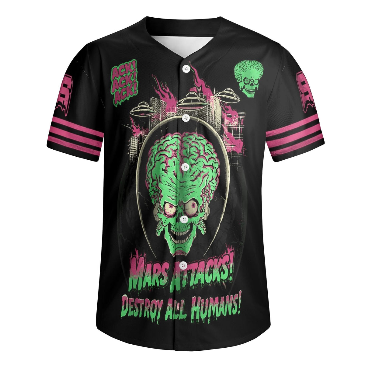 Mars Alien Invader - Men's Short Sleeve Baseball Jersey