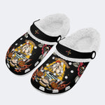 Sailboat&Eagle Vintage Print - Fur Lined Slippers/Sandals