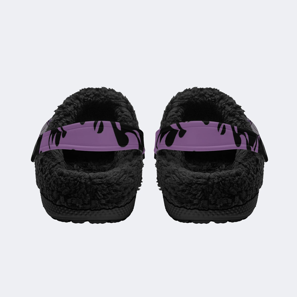 Gothic Bat Moon Spider Web Purple Flame - Fur Lined Slippers/Sandals