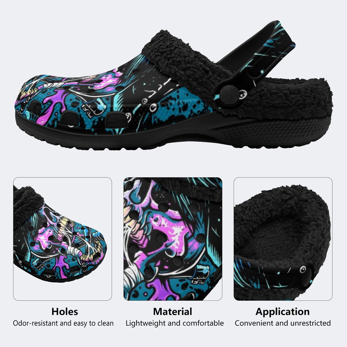 Tech Skull Art - Fur Lined Slippers/Sandals